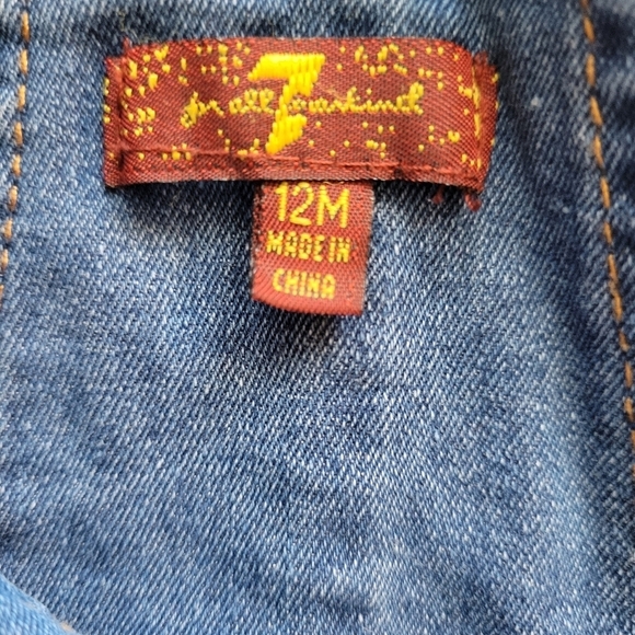 7 For All Mankind Baby Girl Denim Overalls Size 12M - Picture 3 of 7